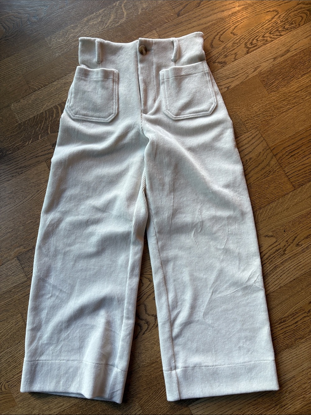 LC Lauren Conrad Cream Wide-Leg Pants with Front Patch Pockets